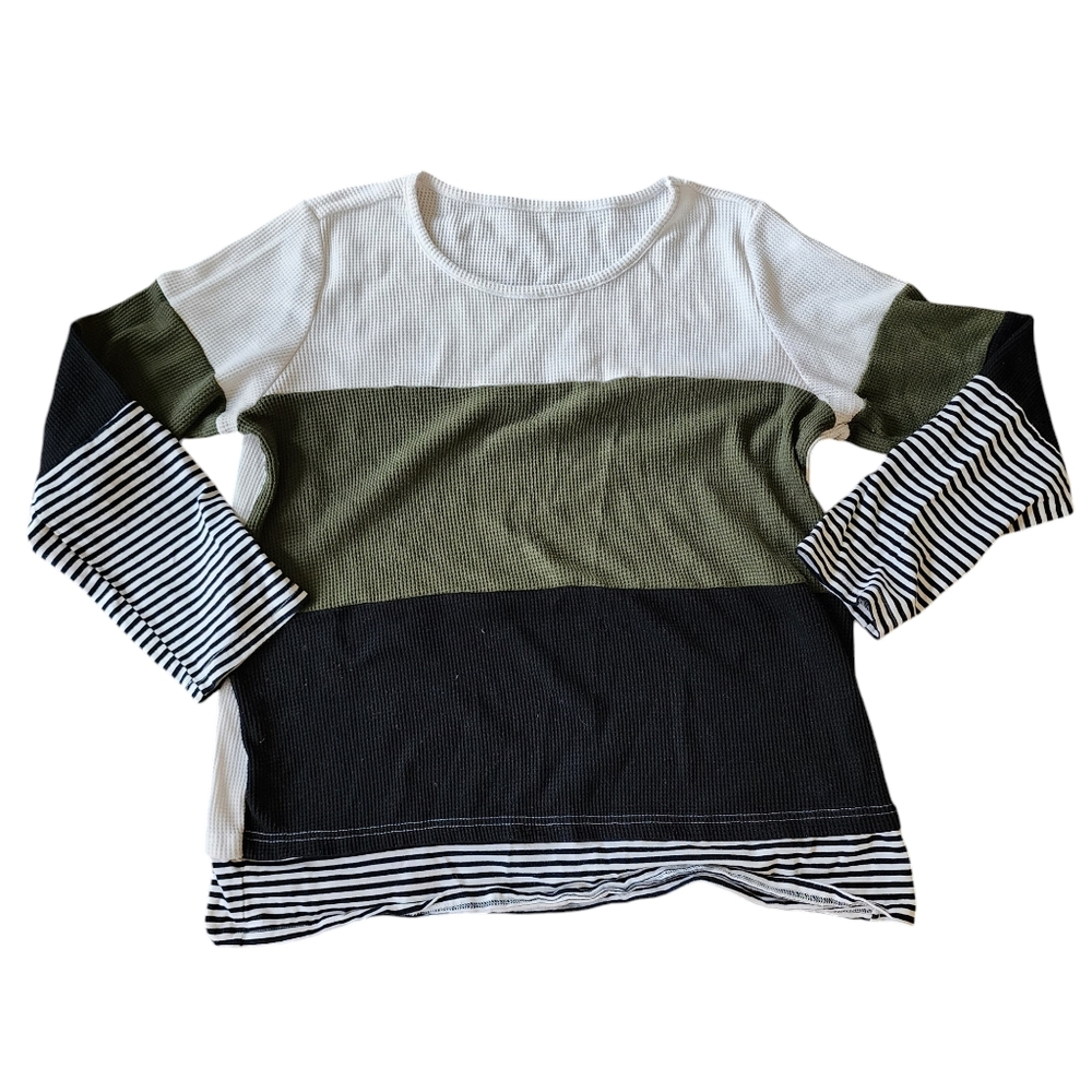 2x long sleeve waffle knit sweater